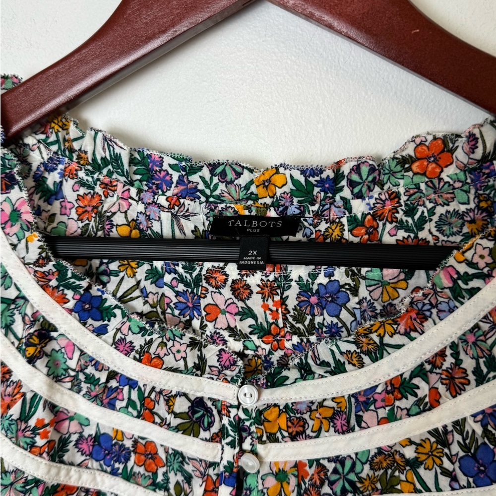 TALBOTS BUOYANT DITSY POPOVER sz 2X - Picture 4 of 10